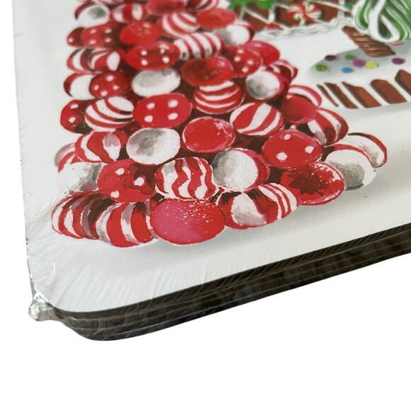 Candy Christmas Tree Cork Backed Placemats 12x16 Set of 4 Pop of Color Holiday - Picture 6 of 14